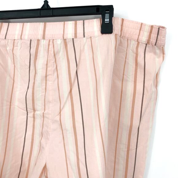 BP. Unisex Stripe Cotton Casual Short XXL Pink Cream Elastic Waist NWT - Picture 6 of 11